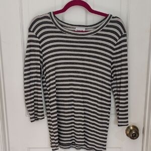 Michael Stars Black and White Striped Long Sleeve Tee